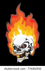 Head Skull On Red Fire Vector Stock Vector (Royalty Free) 774302950