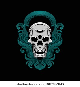 head skull ornament mascot illustration