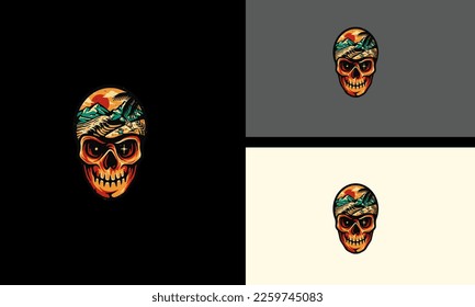 head skull and palm vector illustration mascot design
