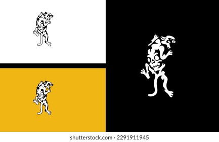 head skull and panther vector line art design