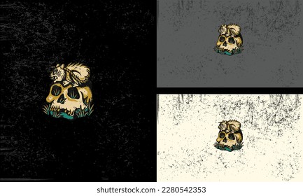 head skull and rats vector illustration mascot design