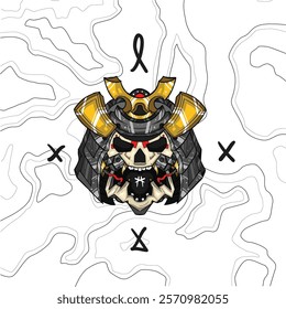 Head skull samurai design vector 1