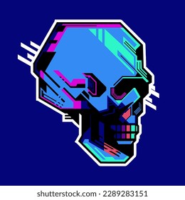 head skull side view with colourfull