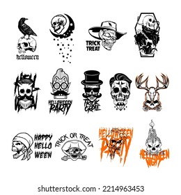 
Head Skull Silhouette halloween icon set