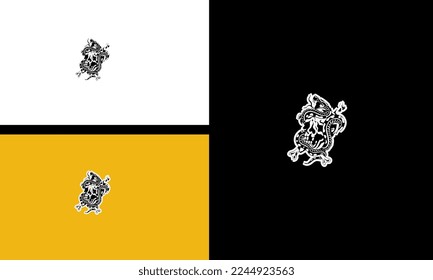 head skull and snake vector outline design