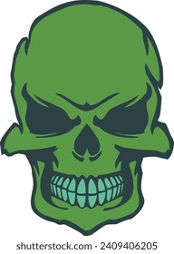 Head Skull in Soft Green Color Vector