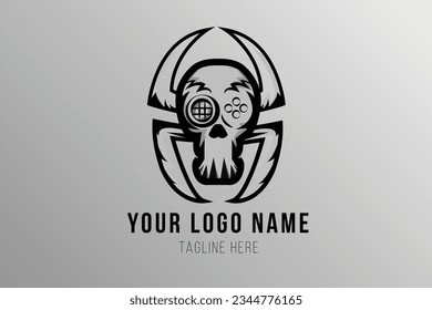 Head Skull with Spider Legs Gaming Logo