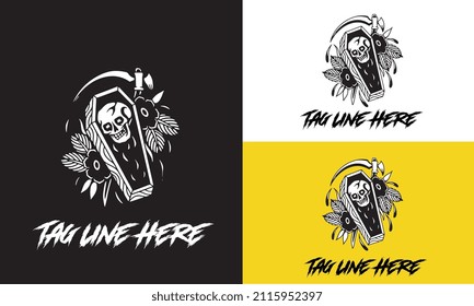 head skull and sword vector black and white