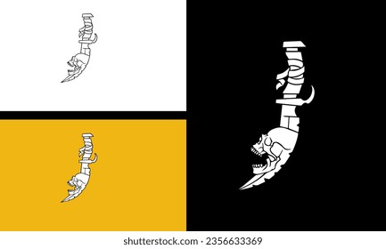 head skull and sword vector outline design