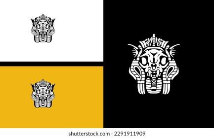 head skull tiger vector line art design