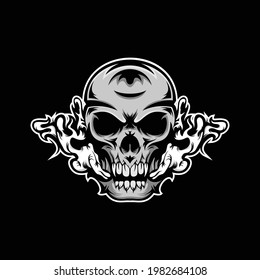head skull vaping mascot illustration