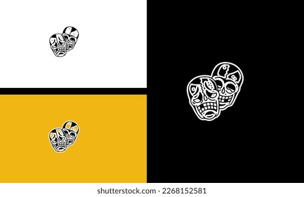 head skull vector illustration outline art flat design
