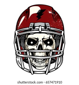 Head Skull Wearing Football Helmet