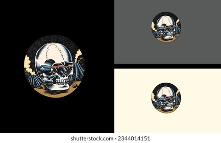 head skull wearing sun glass vector mascot design