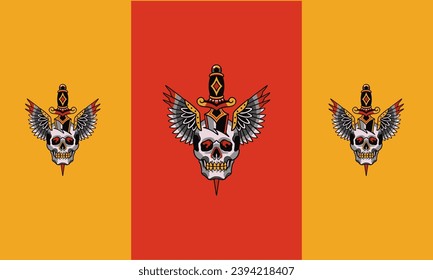 head skull and wings vector mascot design