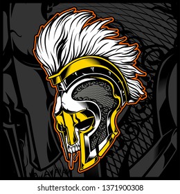 head skull wit helmet gladiator vector