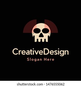 Head Skull X Red Ray Creative Logo