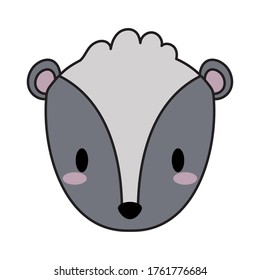 head skunk kawaii, line and fill style icon vector illustration design