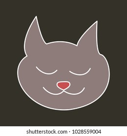 Head of sleeping grey cat
