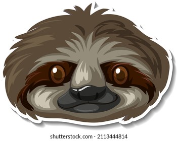 Head of Sloth animal cartoon sticker illustration