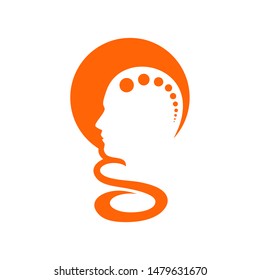 Head with a smart brain and letter S in the bottom ,inside abstract vector logo