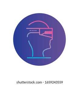 head, smartglasses gradient style icon design, futuristic virtual technology modern innovation digital entertainment tech and simulation theme Vector illustration