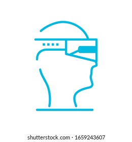 head, smartglasses line style icon design, futuristic virtual technology modern innovation digital entertainment tech and simulation theme Vector illustration