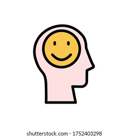 head smile icon. Simple color with outline vector elements of brain process icons for ui and ux, website or mobile application