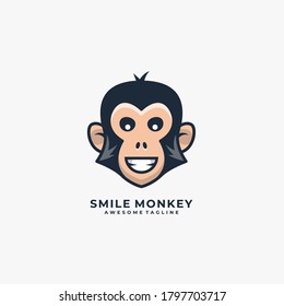 Head Smile Monkey Illustration Vector logo.