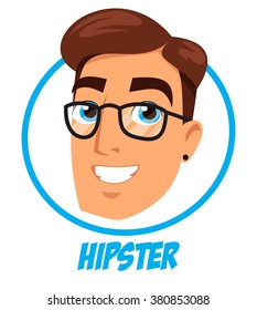 head smiling hipster glasses circle