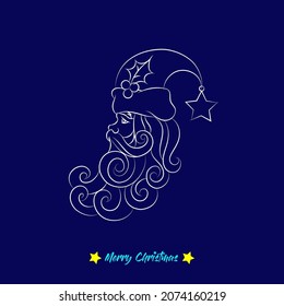 head of smiling santa claus in christmas hat. vector Illustration