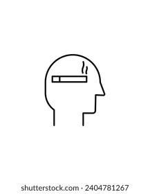 head with smoking icon, vector best line icon.