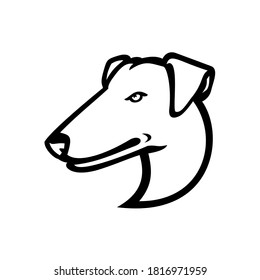 Head of Smooth Fox Terrier Mascot Side View Mascot Retro Black and White