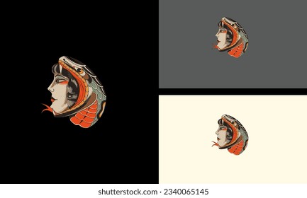 head snake and face women vector mascot design