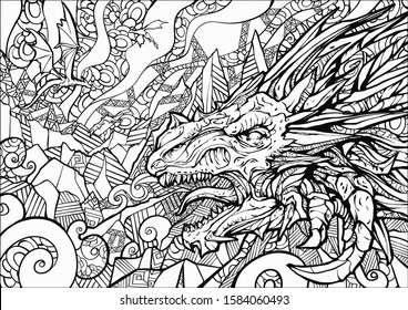 The head of a snarling dragon