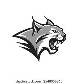 Head of a snarling lynx. vector illustration on white background