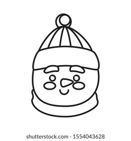 head of snowman character merry christmas line style icon vector illustration design