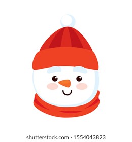 head of snowman character merry christmas vector illustration design