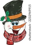 Head Snowman Christmas For Design