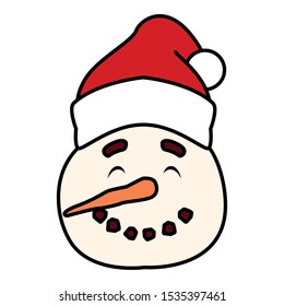 head of snowman with hat on white background vector illustration design