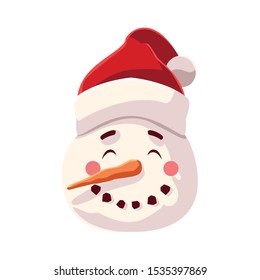 head of snowman with hat on white background vector illustration design