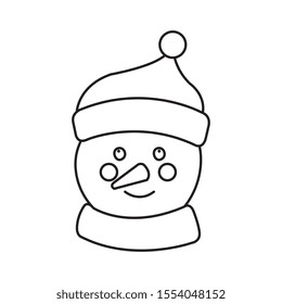 head of snowman line style character merry christmas vector illustration design