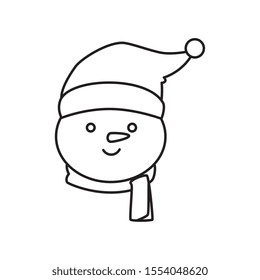 head of snowman line style character merry christmas vector illustration design
