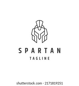 Head spartan line logo icon design template flat vector