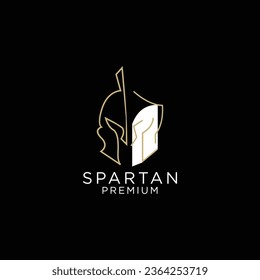 Head spartan line logo icon design template flat vector