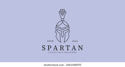 head spartan logo icon vector line art minimalist illustration design