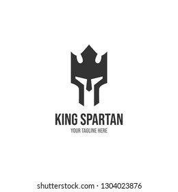 head spartan logo king crown vector illustration design