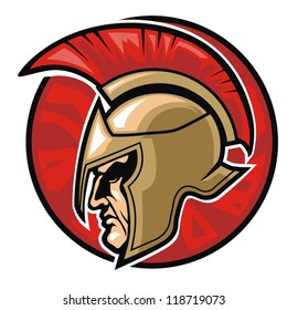 Head Of Spartan Warrior In A Circle Background