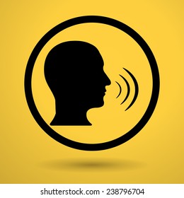 head speak on yellow background icon