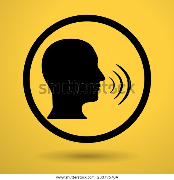 head speak on yellow\
background icon